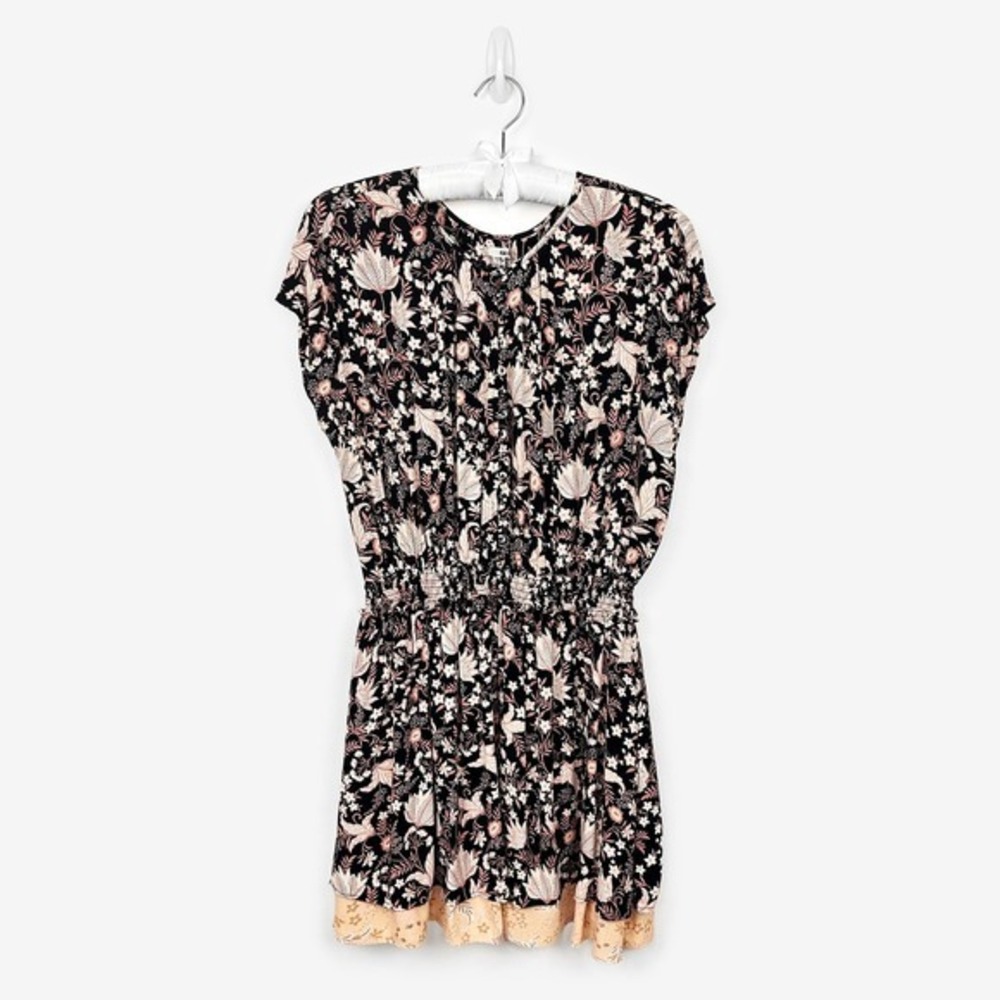 Amuse Society In Bloom Mini Dress Size M Brown Floral Boho Earth Girl‎ Festival